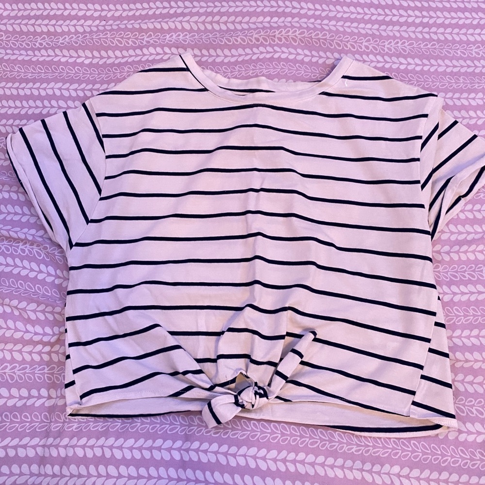 striped crop top with tie